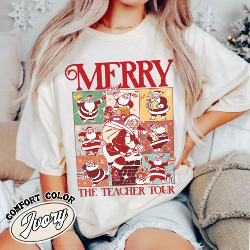 christmas teacher era tour shirt vintage christmas teacher t shirt santa claus womens t shirts teachers day gift jyobd