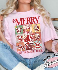 christmas teacher era tour shirt vintage christmas teacher t shirt santa claus womens t shirts teachers day gift wmsar