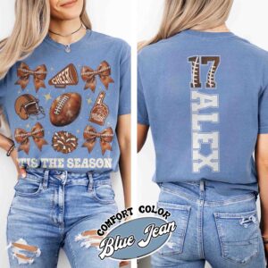 coquette bow football season t shirt vintage football mom t shirt custom womens football shirt 1pt8d