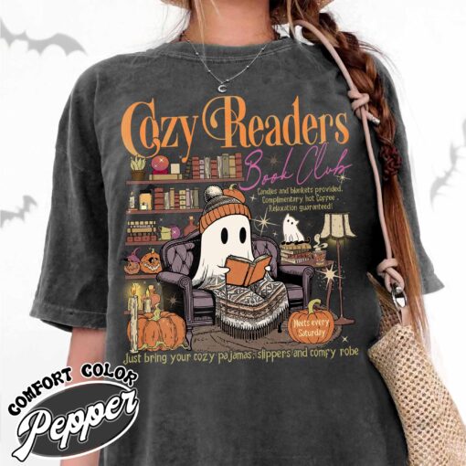 cozy girl book club shirt vintage cozy readers t shirt womens book and coffee lover shirt btna6