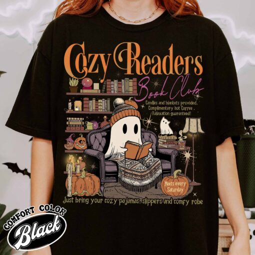 cozy girl book club shirt vintage cozy readers t shirt womens book and coffee lover shirt yjrwm