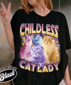 custom childless cat ladies bootleg shirt childless cat lady vintage t shirt womens 2024 shirt mxeow