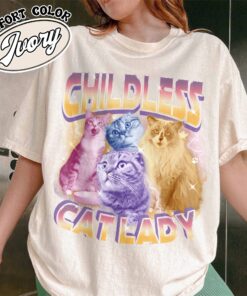 custom childless cat ladies bootleg shirt childless cat lady vintage t shirt womens 2024 shirt pupgj