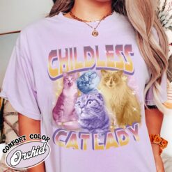 custom childless cat ladies bootleg shirt childless cat lady vintage t shirt womens 2024 shirt so4ra