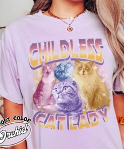 custom childless cat ladies bootleg shirt childless cat lady vintage t shirt womens 2024 shirt so4ra