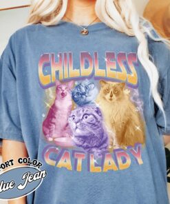 custom childless cat ladies bootleg shirt childless cat lady vintage t shirt womens 2024 shirt tggi6