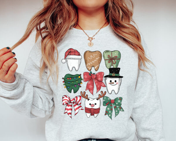 dental hygienist christmas sweatshirt for dentists and dental assistants funny crewneck with christmas teeth design 4r4qy