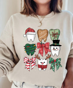 dental hygienist christmas sweatshirt for dentists and dental assistants funny crewneck with christmas teeth design vgber