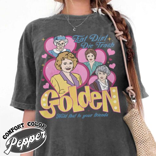 eat dirt die trash stay golden with pocket graphic tee funny vintage mom t shirt womens sarcastic shirt vgf6y