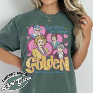 eat dirt die trash stay golden with pocket graphic tee funny vintage mom t shirt womens sarcastic shirt yryqb