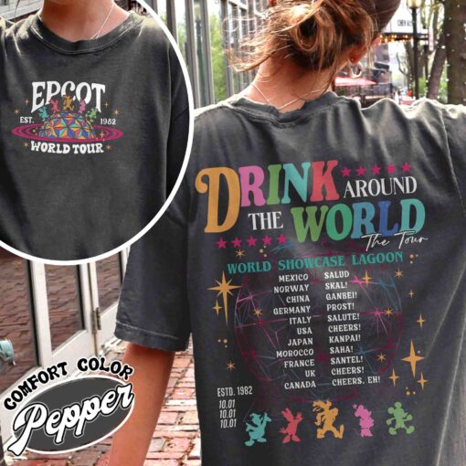 epcot drink around the world shirt vintage epcot drinking t shirt womens party shirt eauc4