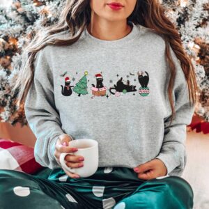 funny christmas cats sweatshirt with christmas cat family design for holiday wear and seasonal comfort 349g9