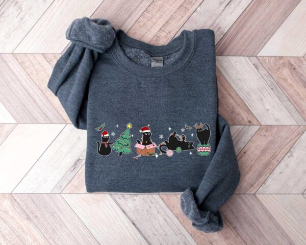 funny christmas cats sweatshirt with christmas cat family design for holiday wear and seasonal comfort mbmgq