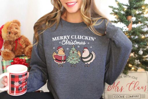 funny christmas chicken sweatshirt vintage farm animal t shirt ideal for chicken lovers and holiday gatherings