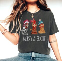Funny Christmas Chickens T Shirt for Chicken Lovers  Vintage Comfort Colors Design Perfect for Farm Holiday Celebrations