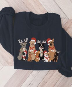 funny christmas dog sweatshirt retro style cute holiday shirt for dog moms and dads unique design vintage dog apparel gqv4e