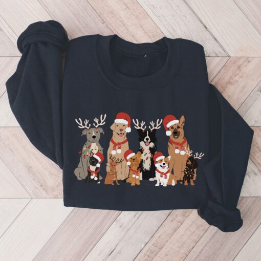 funny christmas dog sweatshirt retro style cute holiday shirt for dog moms and dads unique design vintage dog apparel gqv4e