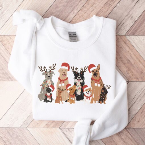 funny christmas dog sweatshirt retro style cute holiday shirt for dog moms and dads unique design vintage dog apparel ybqup