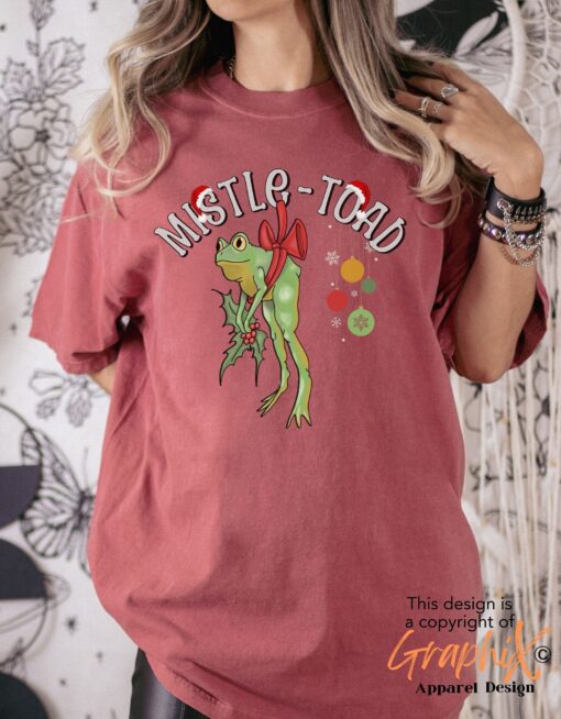 funny christmas frog t shirt mistletoe toad design for holiday fun unique vintage style with milf theme