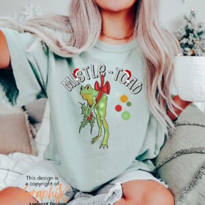 funny christmas frog t shirt mistletoe toad design for holiday fun unique vintage style with milf theme xmun3