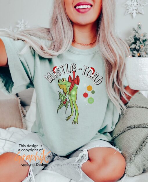 funny christmas frog t shirt mistletoe toad design for holiday fun unique vintage style with milf theme