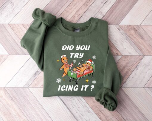 funny christmas nurse sweatshirt did you try icing it vintage t shirt for nurses comfortable crew neck design ideal for holiday celebrations iitqp scaled