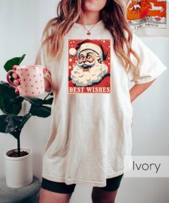 funny christmas santa claus crewneck shirt for new year celebrations vintage style holiday apparel with best wishes design wpbvr