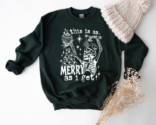 funny christmas shirt as merry as i get skeleton design unique vintage t shirt for holiday celebrations and festive events