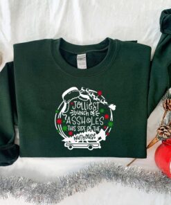 funny christmas shirt jolliest bunch of assholes this side of the nuthouse vintage t shirt for christmas lovers and women dwv7z scaled