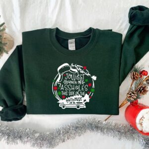 funny christmas shirt jolliest bunch of assholes this side of the nuthouse vintage t shirt for christmas lovers and women dwv7z scaled