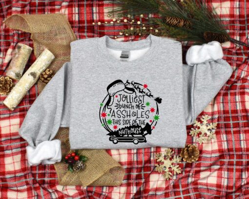 funny christmas shirt jolliest bunch of assholes this side of the nuthouse vintage t shirt for christmas lovers and women hoxum scaled