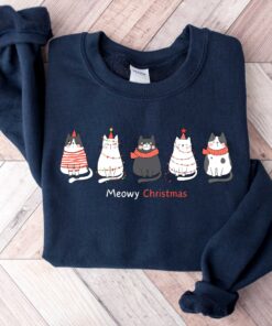 funny christmas shirt for cat lovers meowy christmas t shirt with cute cat design for holiday celebrations d74gs scaled