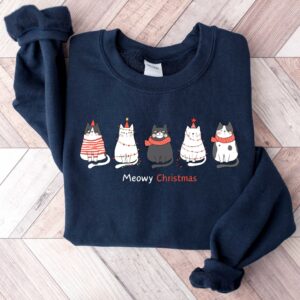 funny christmas shirt for cat lovers meowy christmas t shirt with cute cat design for holiday celebrations d74gs scaled