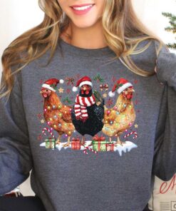 funny christmas shirt for chicken lovers holiday sweatshirt with christmas chicken design womens crewneck sweater 4jhwd