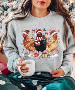 funny christmas shirt for chicken lovers holiday sweatshirt with christmas chicken design womens crewneck sweater qqw1a