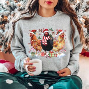 funny christmas shirt for chicken lovers holiday sweatshirt with christmas chicken design womens crewneck sweater qqw1a