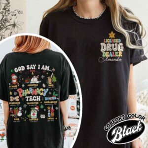 funny christmas shirt for pharmacy techs featuring bible verse design and unique pharmacy theme for nurses and future nurses 5pceq