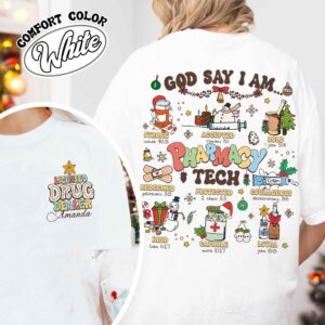 funny christmas shirt for pharmacy techs featuring bible verse design and unique pharmacy theme for nurses and future nurses e0oje