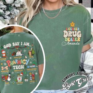 funny christmas shirt for pharmacy techs featuring bible verse design and unique pharmacy theme for nurses and future nurses fdsxo