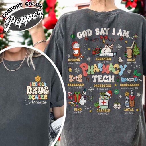 funny christmas shirt for pharmacy techs featuring bible verse design and unique pharmacy theme for nurses and future nurses fpf5y