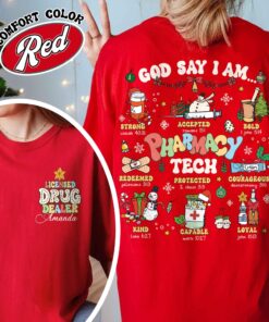 funny christmas shirt for pharmacy techs featuring bible verse design and unique pharmacy theme for nurses and future nurses lizpc