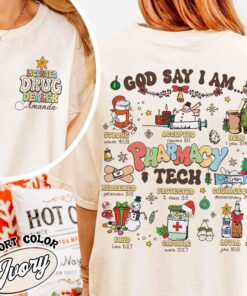 funny christmas shirt for pharmacy techs featuring bible verse design and unique pharmacy theme for nurses and future nurses qqg99