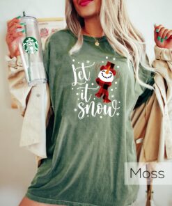 funny christmas shirt let it snow snowman crewneck t shirt for winter celebrations and holiday parties ja32g