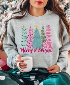 funny christmas shirt merry and bright design comfortable sweatshirt for holiday celebrations vintage style christmas apparel bdvvb