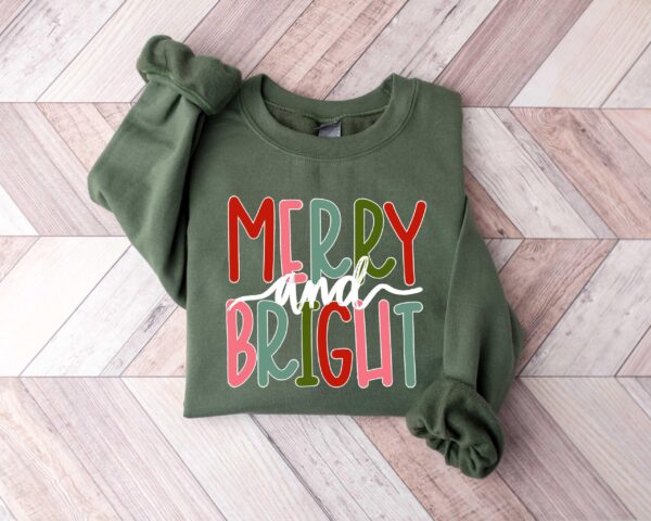 funny christmas shirt merry and bright sweatshirt with believe design for holiday celebrations and festive gatherings b4jcp scaled