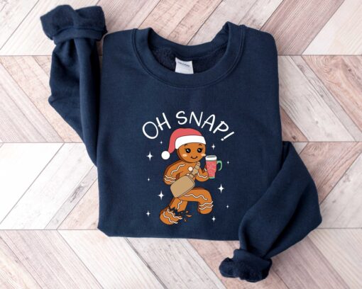 funny christmas shirt oh snap gingerbread sweatshirt sparkly christmas crewneck vintage t shirt for holiday celebrations ohtst scaled