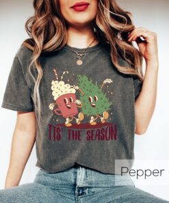 funny christmas shirt tis the season crewneck sweater for coffee lovers with christmas tree and latte design ia1q8