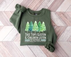 Funny Christmas Shirt Tree Top Glisten and Children Listen Design Vintage T Shirt for Holiday Gatherings and Festive Celebrations