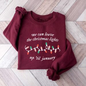 funny christmas shirt we can leave the christmas lights up til january vintage t shirt for women comfortable holiday apparel ewbml scaled