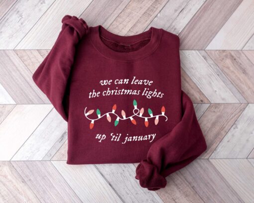 funny christmas shirt we can leave the christmas lights up til january vintage t shirt for women comfortable holiday apparel ewbml scaled